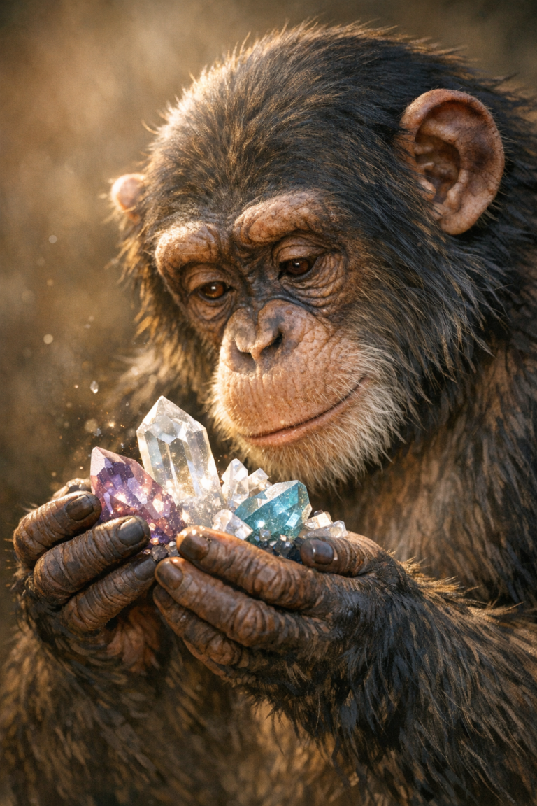 Chimpanzees Show Surprising Interest in Shiny Crystals