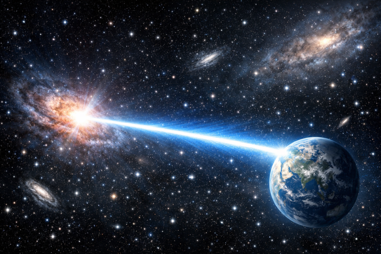 Brightest Cosmic Laser Ever Seen Points Toward Earth from Far Away